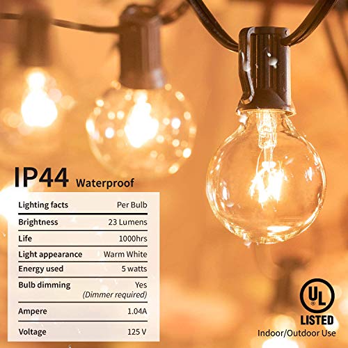 25ft G40 Globe Patio String Lights with 25 Glass Bulbs
