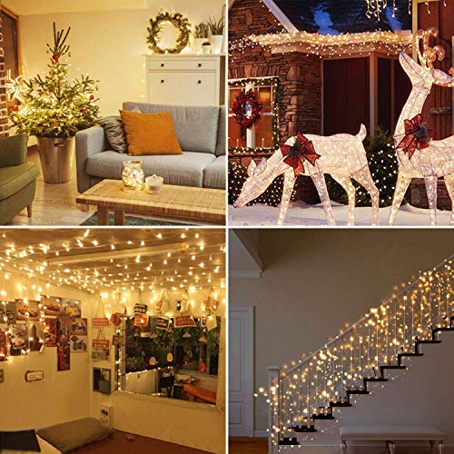 2-Pack 33ft 100 LED Warm White Fairy Lights with Remote & Timer