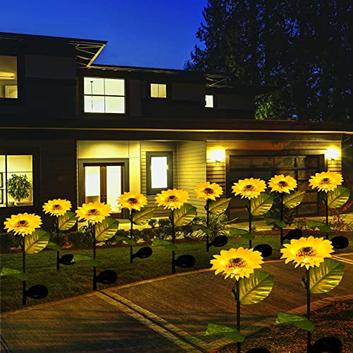 4-Pack Solar Sunflower Garden Stake Lights – Warm White