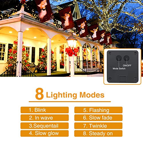 78.7ft 240 LED Solar Outdoor String Lights with 8 Modes – Warm White
