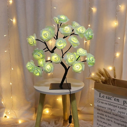 Cotcool 1pc LED Rose Flower Table Lamp, Valentine Tree Fairy Lights