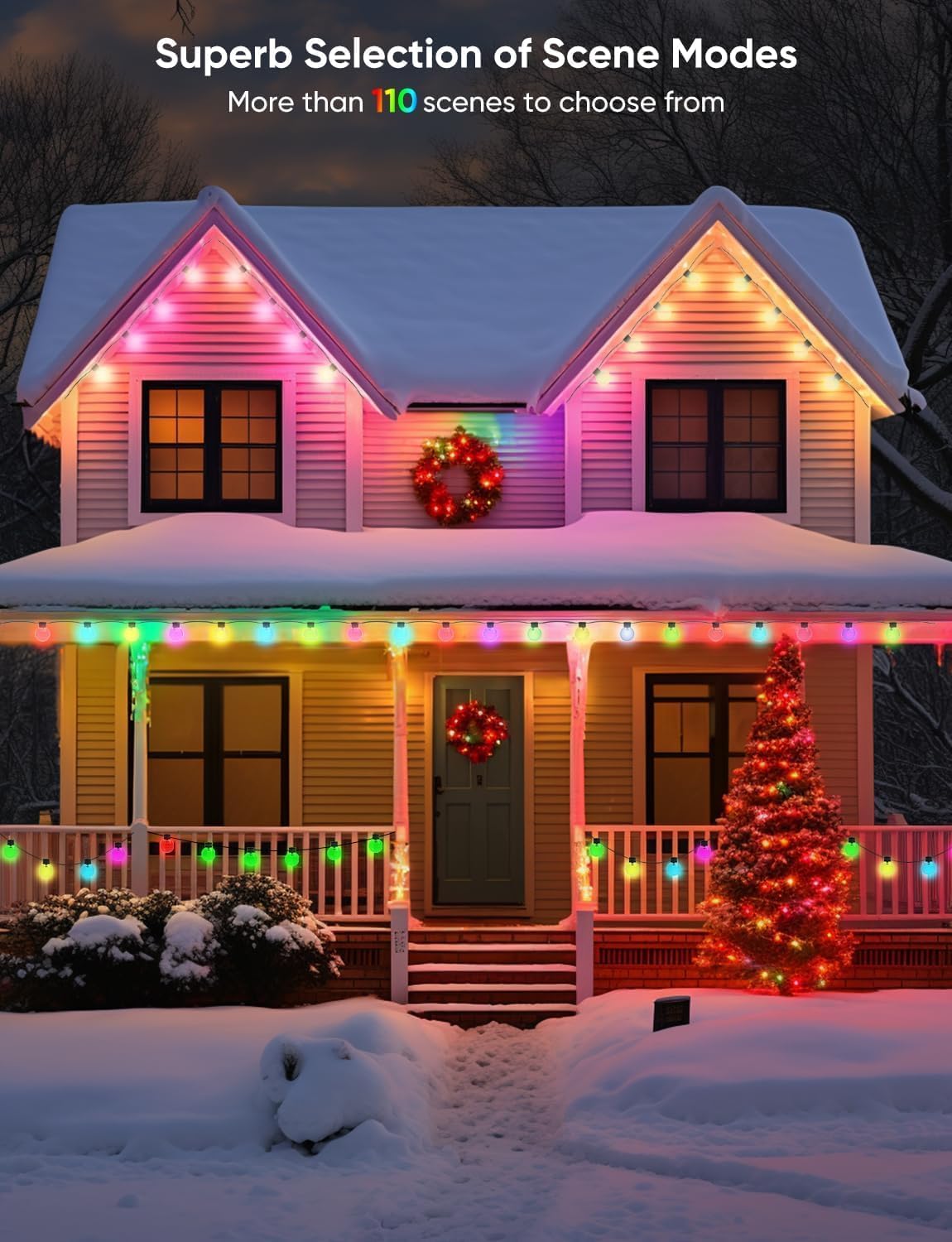 50ft RGB Outdoor String Lights Waterproof with 25 LED Dimmable Bulbs