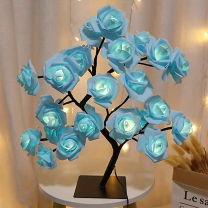 Cotcool 1pc LED Rose Flower Table Lamp, Valentine Tree Fairy Lights