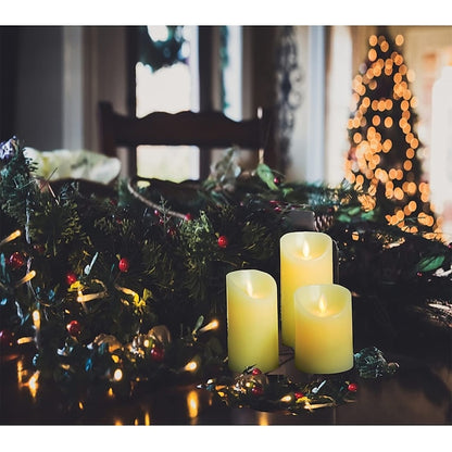 Set of 3 Flameless LED Pillar Candles with Remote & Timer