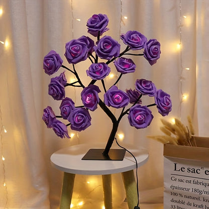 Cotcool 1pc LED Rose Flower Table Lamp, Valentine Tree Fairy Lights