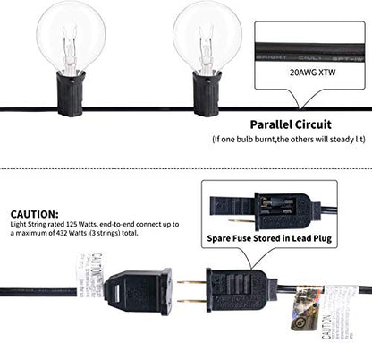 Cotcool 25Ft G40 Globe Lights with 25 Edison Glass Bulbs Connectable