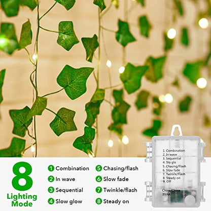 Cotcool 36Ft String Lights with 12Pcs 7Ft Artificial Ivy Vine 120LED