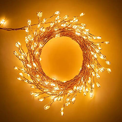 Cotcool Fairy Lights Plug in, 10Feet 200 Led Copper Wire Firecracker Lights