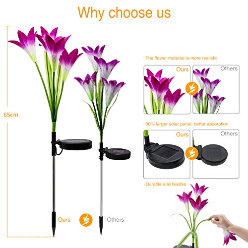 4-Pack Solar Lily Flower Garden Stake Lights – Color Changing