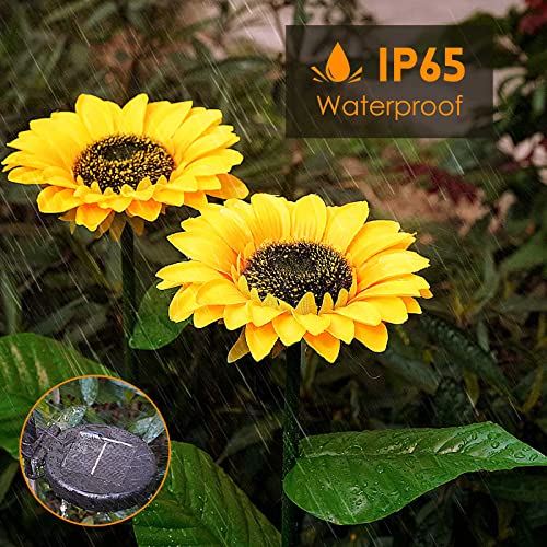 Cotcool 4 Pack Sunflower Solar Lights, Waterproof for Garden,Pathway Decor