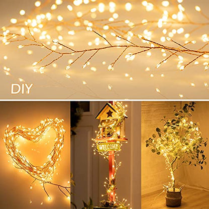 Cotcool Fairy Lights Plug in, 10Feet 200 Led Copper Wire Firecracker Lights