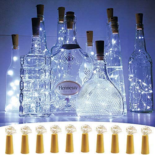 Cotcool 10 Pack Wine Bottle Lights with Cork, 20 LED(Cool White)