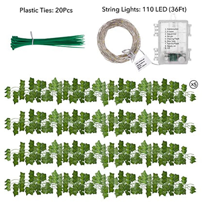 Cotcool 36Ft String Lights with 12Pcs 7Ft Artificial Ivy Vine 120LED