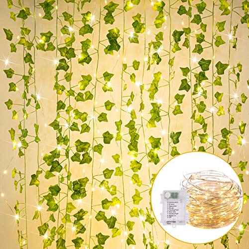 Cotcool 36Ft String Lights with 12Pcs 7Ft Artificial Ivy Vine 120LED