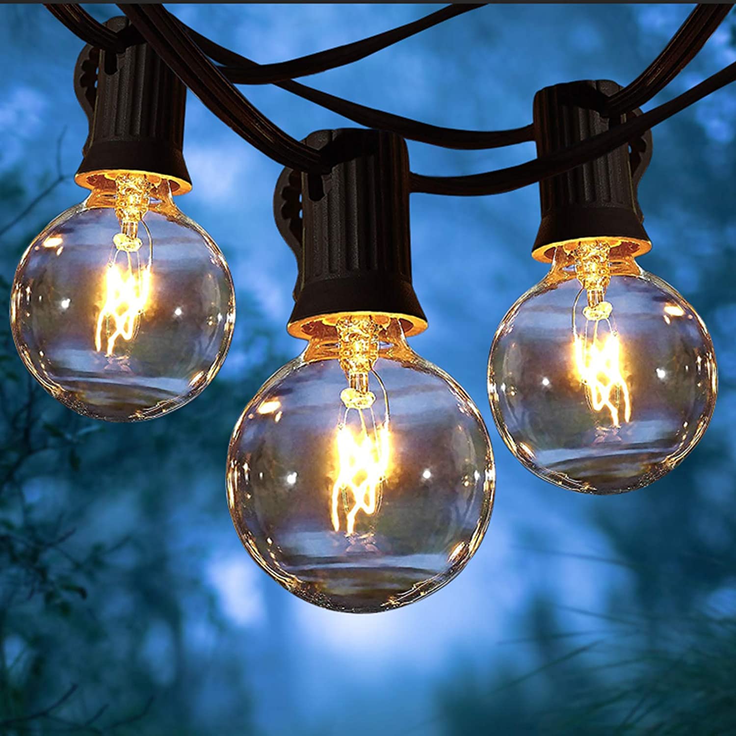 25ft G40 globe patio string lights with glass bulbs
