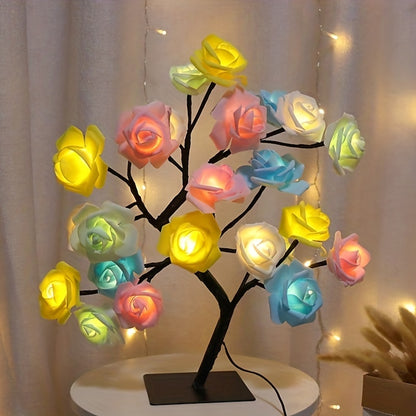 Cotcool 1pc LED Rose Flower Table Lamp, Valentine Tree Fairy Lights